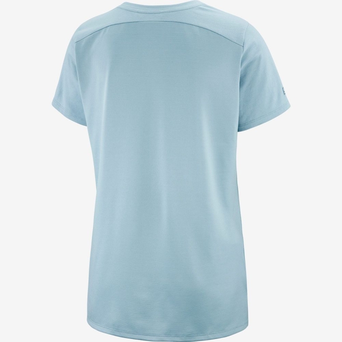 Salomon OUTLIFE LAYERING W ショート Sleeve Tシャツ レディース 青 | JP-0254ZWE