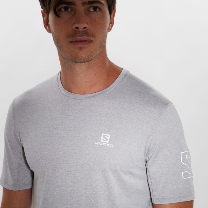 Salomon OUTLINE New トレイル ランニング Gear Tシャツ メンズ グレー | JP-1683SOV