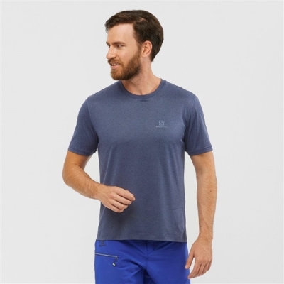Salomon EXPLORE M ショート Sleeve Tシャツ メンズ ネイビー | JP-3596OLS