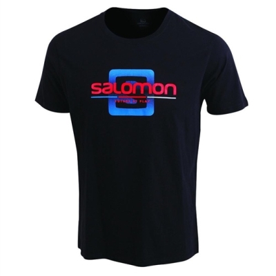 Salomon FINISH LINE SS M Tシャツ メンズ 黒 | JP-2159MYG