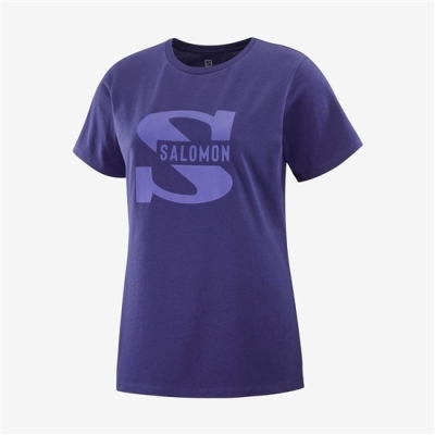 Salomon OUTLIFE BIG LOGO ショート Sleeve Tシャツ レディース 紫 | JP-4529WMR