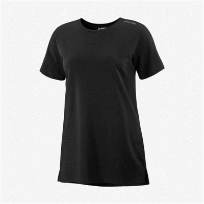 Salomon OUTLIFE LAYERING W ショート Sleeve Tシャツ レディース 黒 | JP-3507GWR