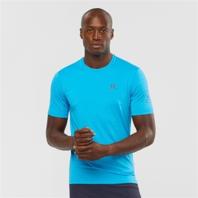 Salomon OUTLINE New トレイル ランニング Gear Tシャツ メンズ ターコイズ | JP-3018BLD
