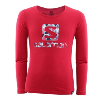 Salomon SWAZI LS G Tシャツ キッズ 赤 | JP-8340WPG