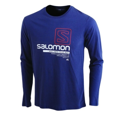 Salomon TRAIL LS M Tシャツ メンズ ネイビー | JP-3256AZT