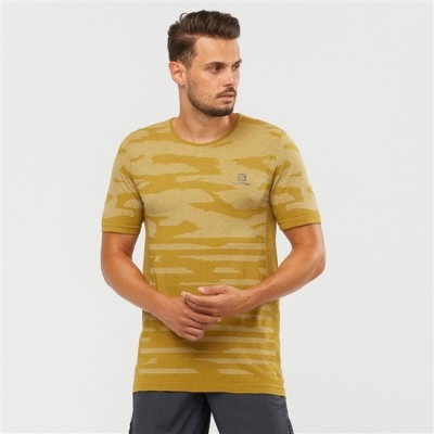Salomon XA CAMO TEE ショート Sleeve Tシャツ メンズ ゴールド | JP-9731PJM